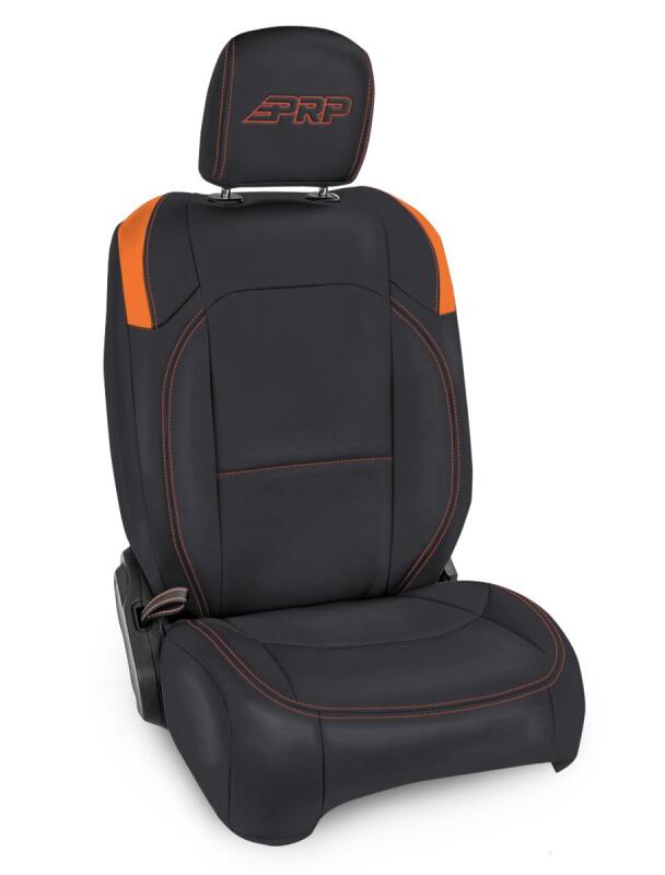 Jeep Gladiator JT Front Seat Covers - PRP Seats - Pocket Back - Black/Orange - `20-`25 Jeep Gladiator JT Front Seat Covers - PRP Seats - Pocket Back - Black/Orange - `20-`25